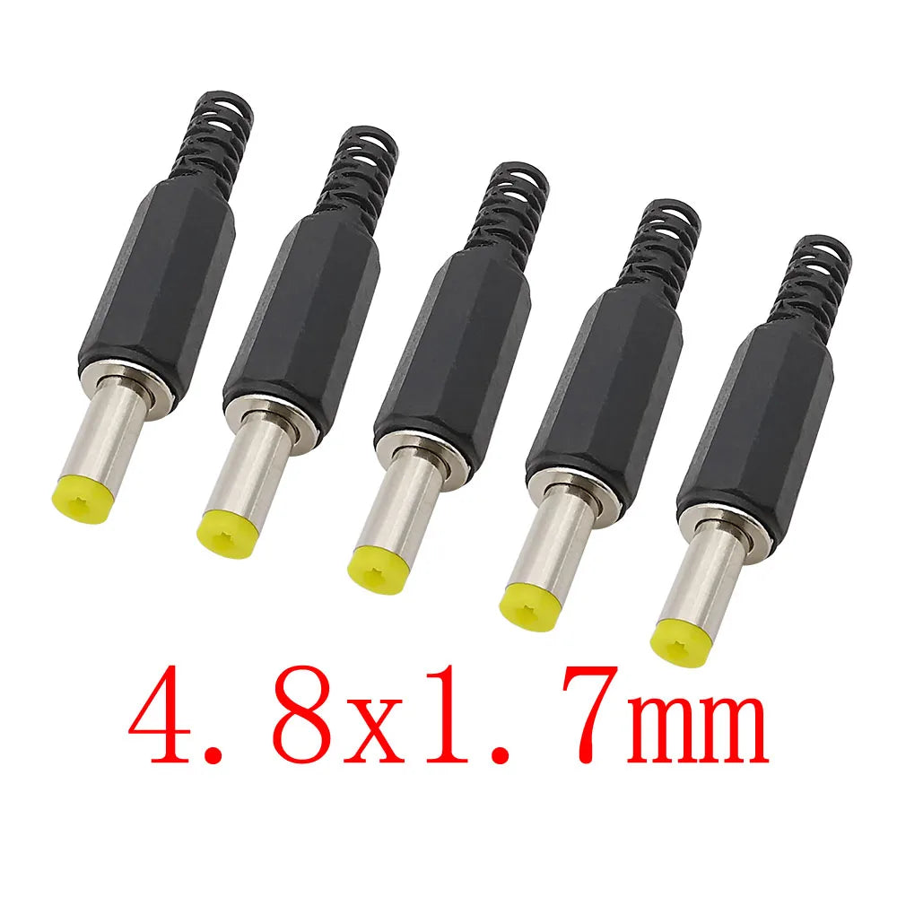 DC Power Male Plug Solder Connector 3.5–6.5mm | 5 or 10 Pack DC Power Connector Richie's 4.8x1.7mm 10Pcs