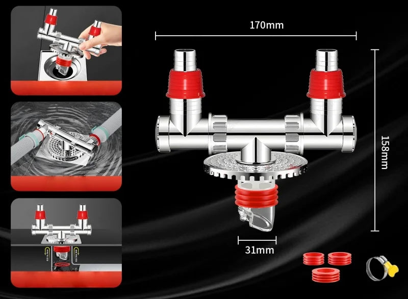 Washing Machine Floor Drain Tee Connector – Anti-Odor Adapter Floor Drain Adapter Richie's B