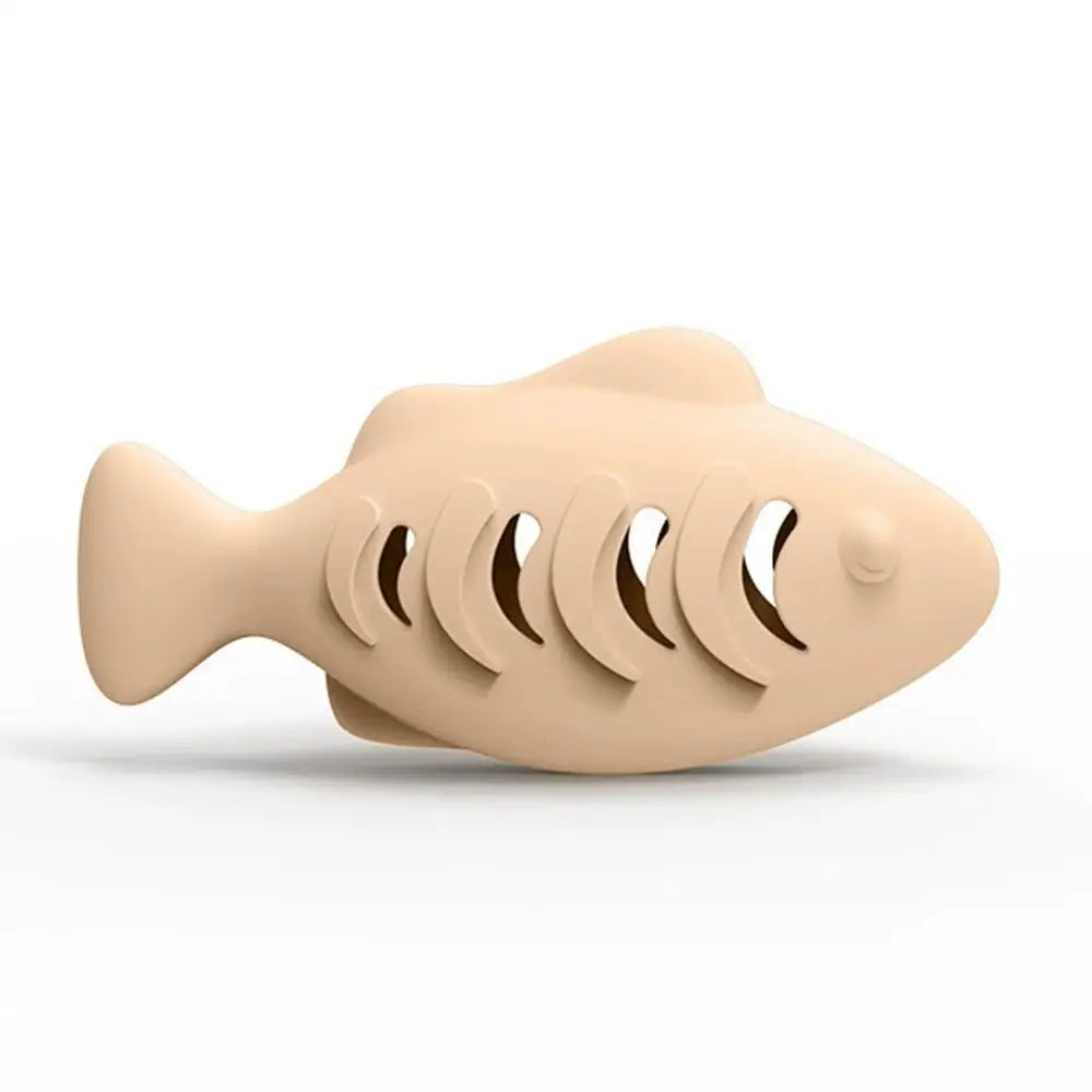 Interactive Cat Treat Dispenser Toy – Fish-Shaped Silicone Feeder Cat Treat Dispenser Richie's Beige