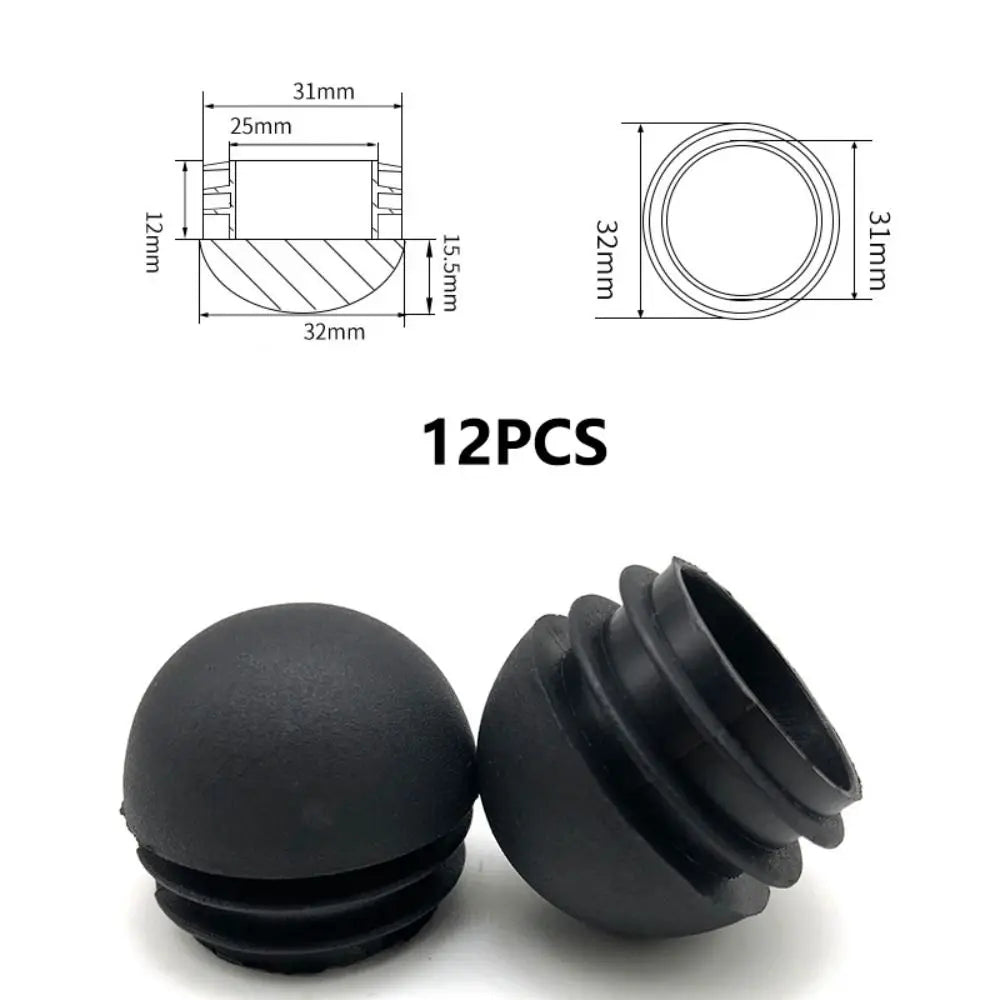 12 Pcs Round Furniture Tube Plugs Non-Slip Black Floor Leg Caps Furniture Leg Caps Richie's 32mm