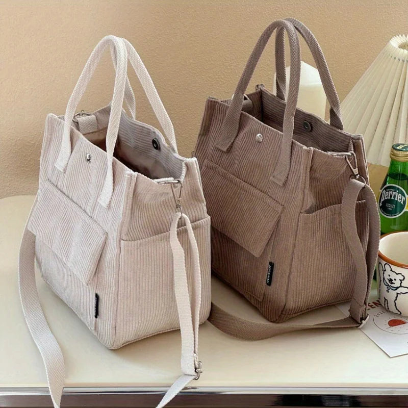 Large Corduroy Tote Bag – Women's Shoulder Bag for Work & College Corduroy Tote Bag Richie's