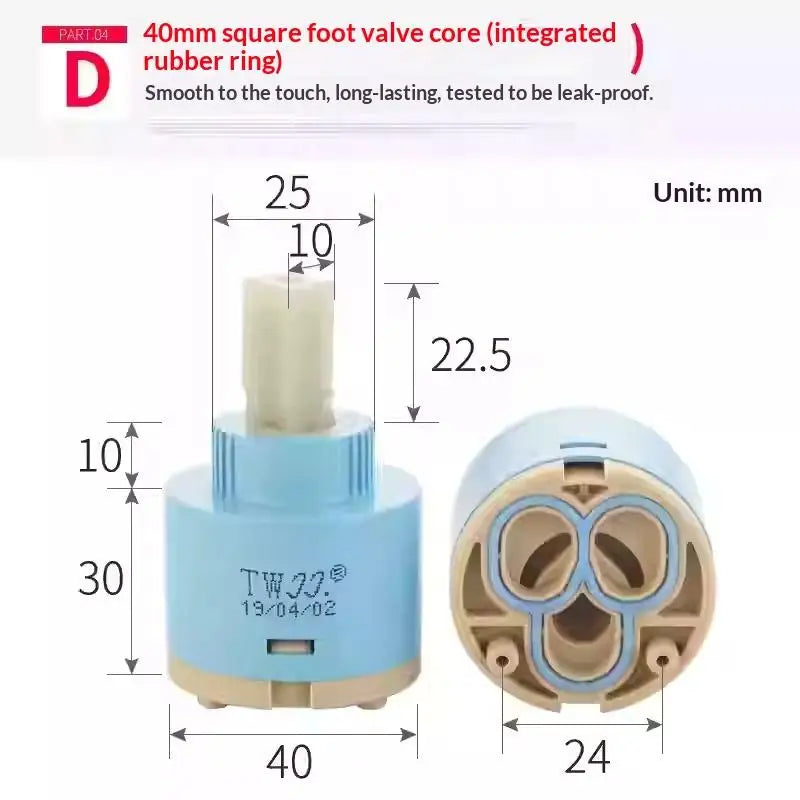 Thermostatic Ceramic Disc Cartridge 35/40mm Faucet Mixer Valve Faucet Cartridge Richie's D 40mm