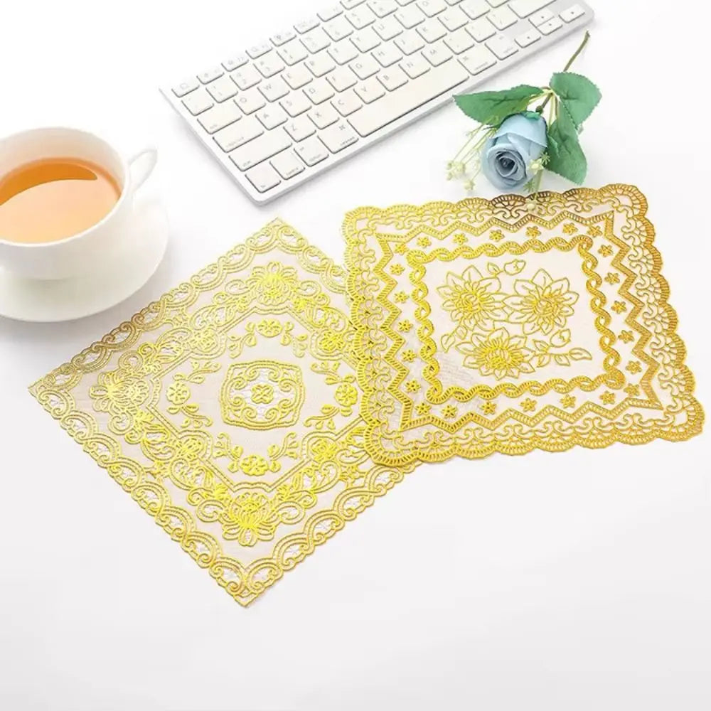 Gold Round Lace PVC Mat – Cake Coaster & Party Placemat Decorative Placemat Richie's