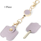 Retractable Faux Leather Keychain for Women | Gold Clasp Retractable Keychain Richie's PURPLE 1 Piece