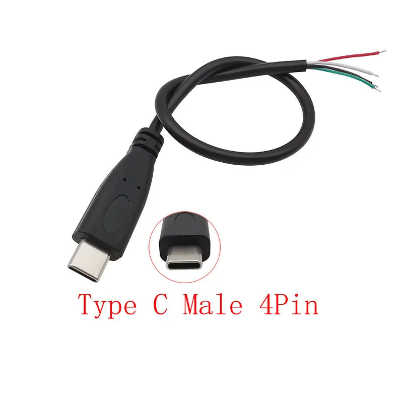 USB Connector Cable Micro USB Type C USB 2.0 A Male Female DIY USB Connector Cable Richie's Type C Male 4Pin 1M 1Pcs