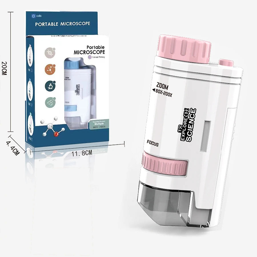 Kids Portable Microscope 80–200X Science Educational Toy Kids Science Microscope Richie's Lz8906-Pink