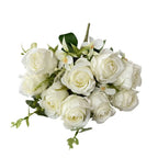 9-Head Multicolor Artificial Rose Bouquet – Bridal & Home Decor Artificial Flower Bouquet Richie's White
