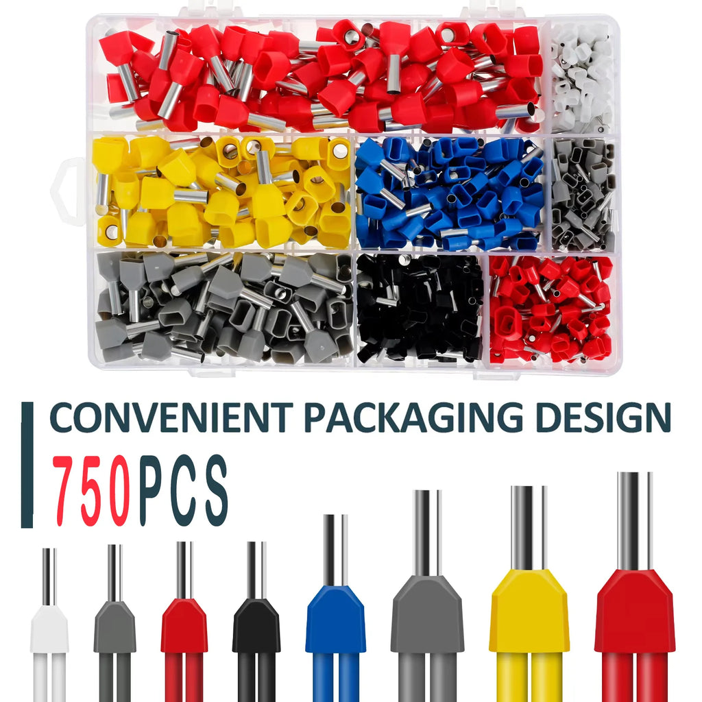 750-Pc Twin Wire End Ferrules Kit – 8 Sizes with Storage Box Wire End Ferrules Kit Richie's