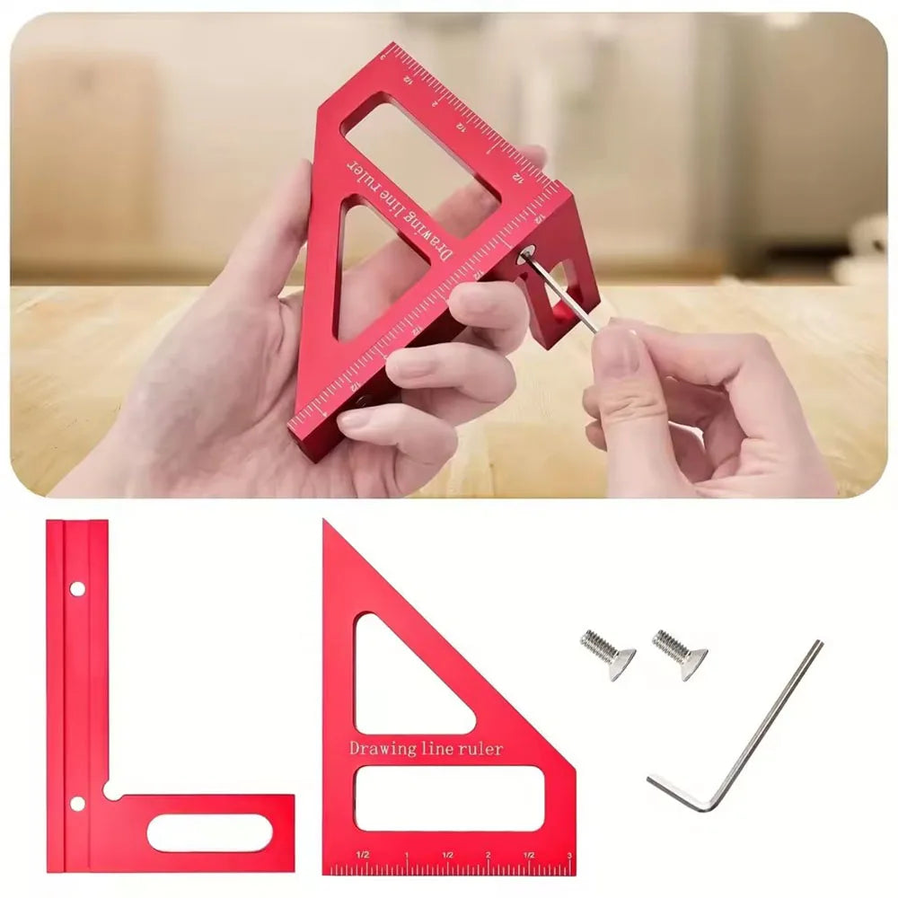 Aluminum Alloy Woodworking Square Protractor Miter Triangle Ruler Woodworking Measuring Ruler Richie's