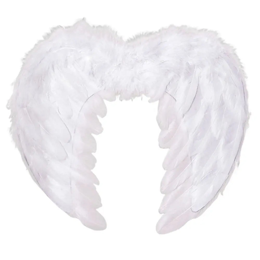 Handmade Feather Angel Wings Cosplay Party Props – Black White Pink Costume Angel Wings Richie's White