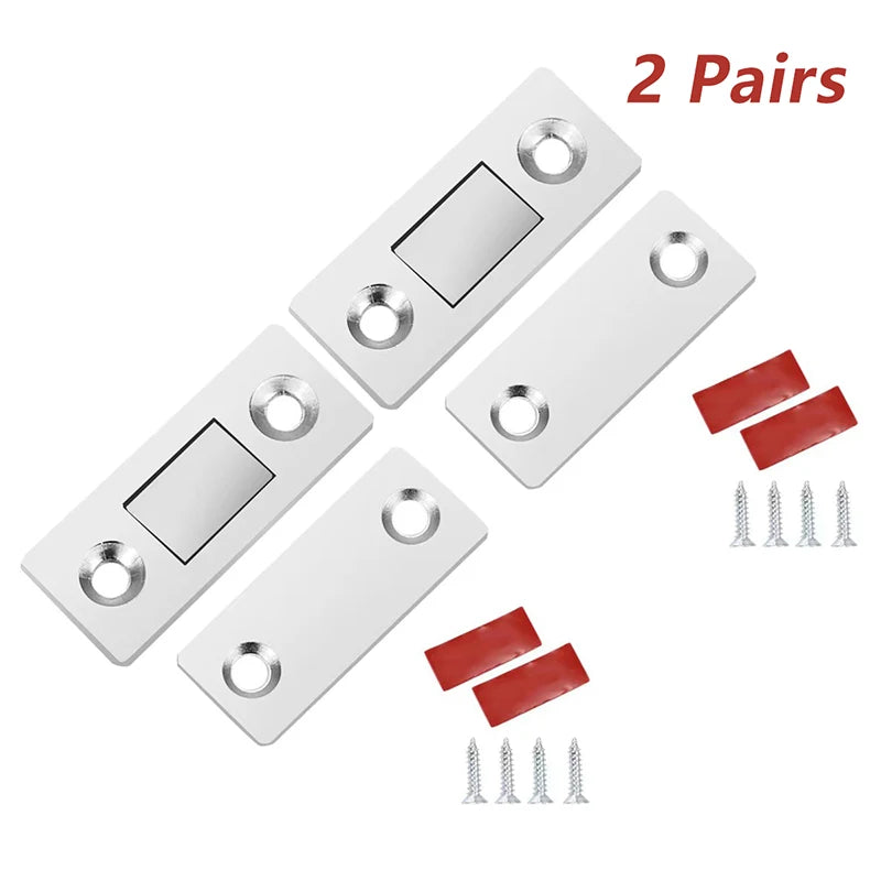 Ultra-Thin Magnetic Cabinet Catches – 2 Pairs Adhesive Door Stops Cabinet Magnetic Catch Richie's Silver