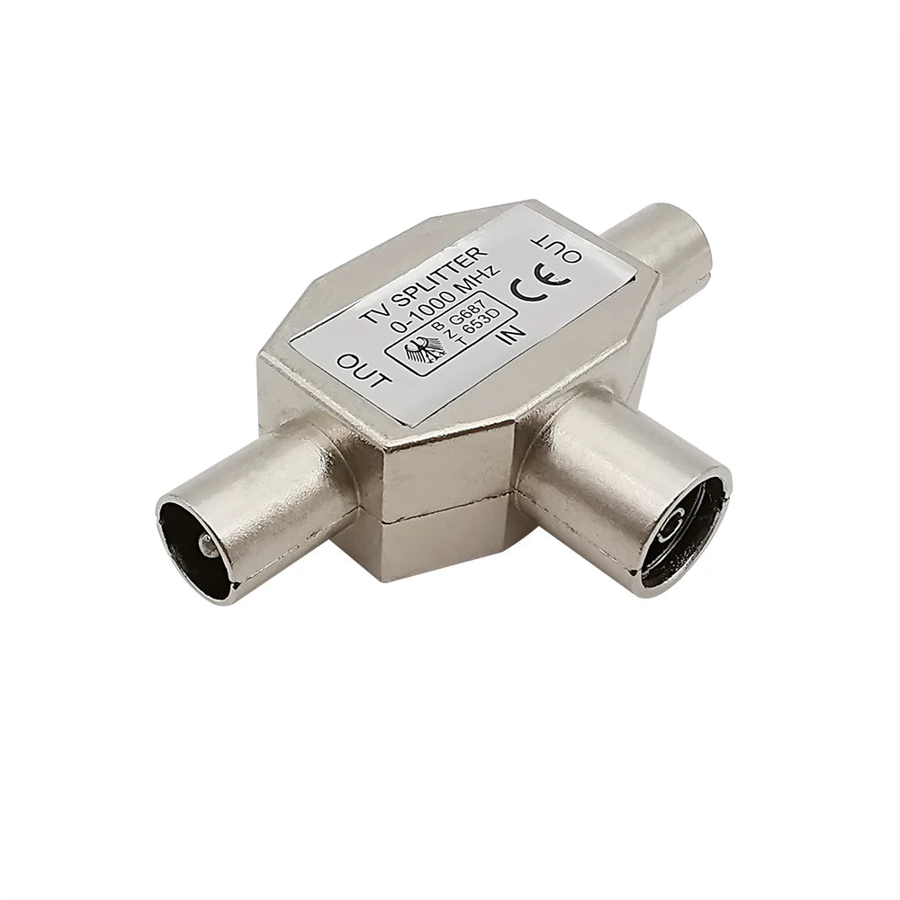 Metal 2-Way TV Coaxial Antenna Splitter – Female to 2x Male Tee Coaxial Splitter Adapter Richie's Default Title
