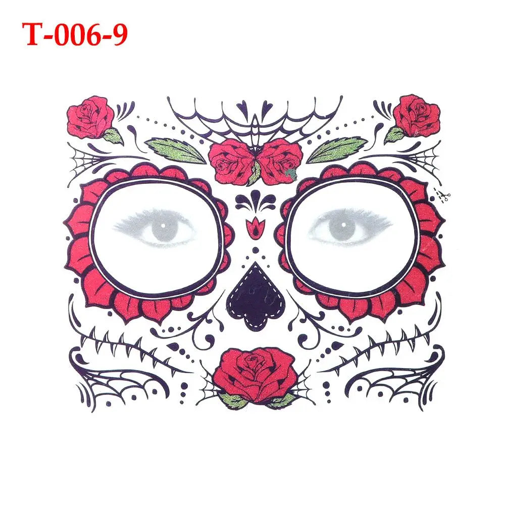 Skull Face Waterproof Temporary Tattoo Stickers – Halloween Temporary Tattoo Stickers Richie's