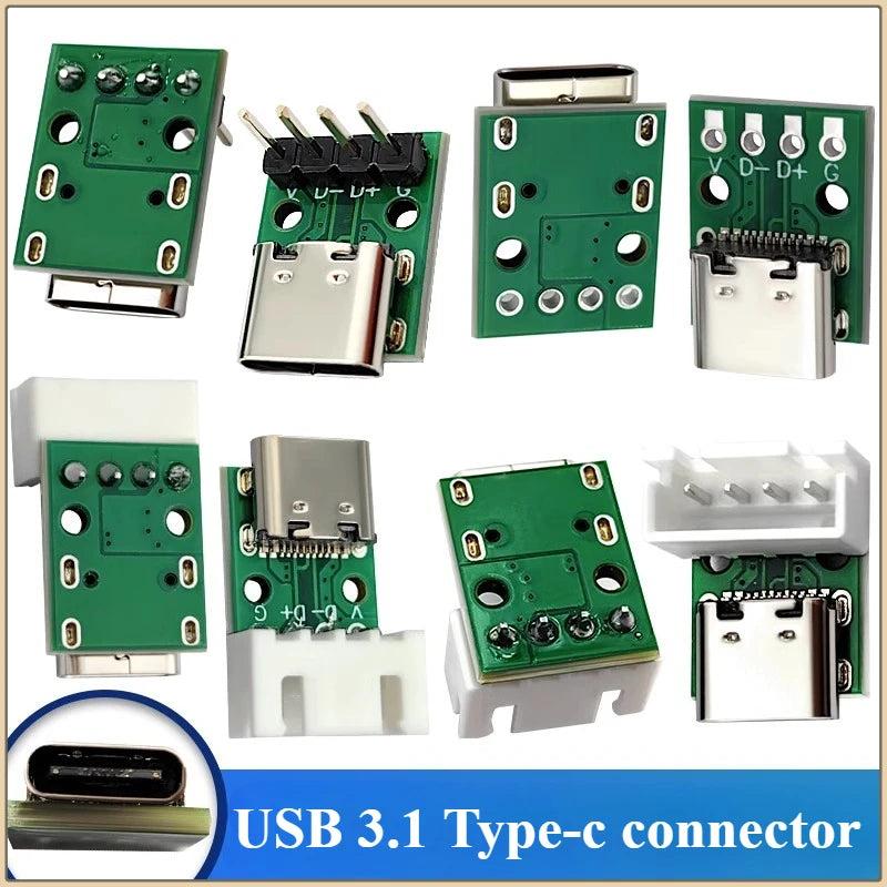 USB 3.1 Type-C 16-Pin PCB Test Adapter Connector Socket USB-C PCB Adapter Richie's