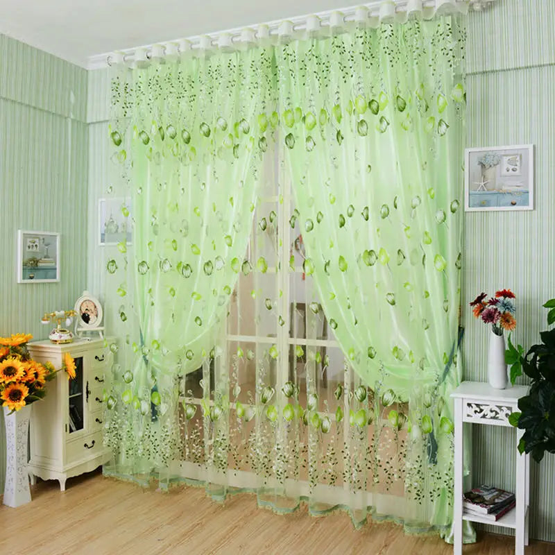 Modern Tulip Sheer Window Curtain Panel 200x100cm Polyester Sheer Window Curtain Richie's