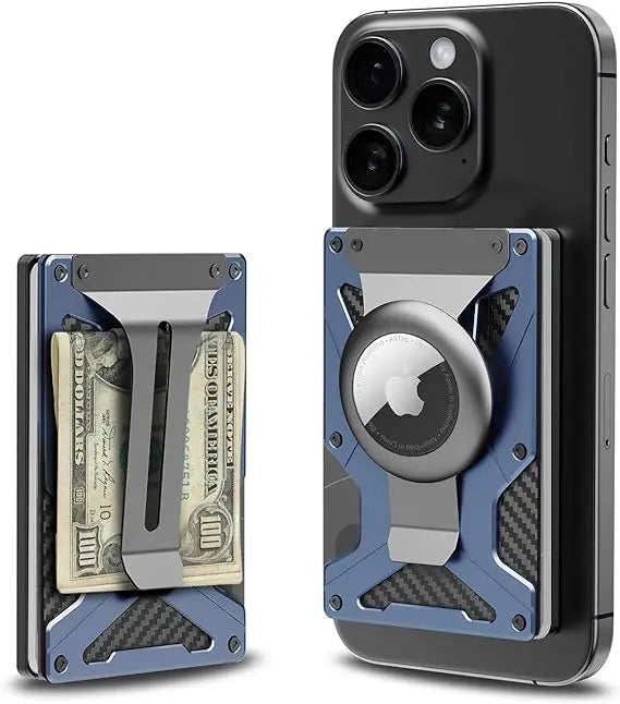MagSafe Wallet AirTag Slot RFID Blocking Carbon Fiber Slim Magnetic Card Wallet Richie's Royal Mag Tag Clip