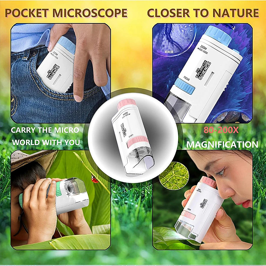 Kids Portable Microscope 80–200X Science Educational Toy Kids Science Microscope Richie's