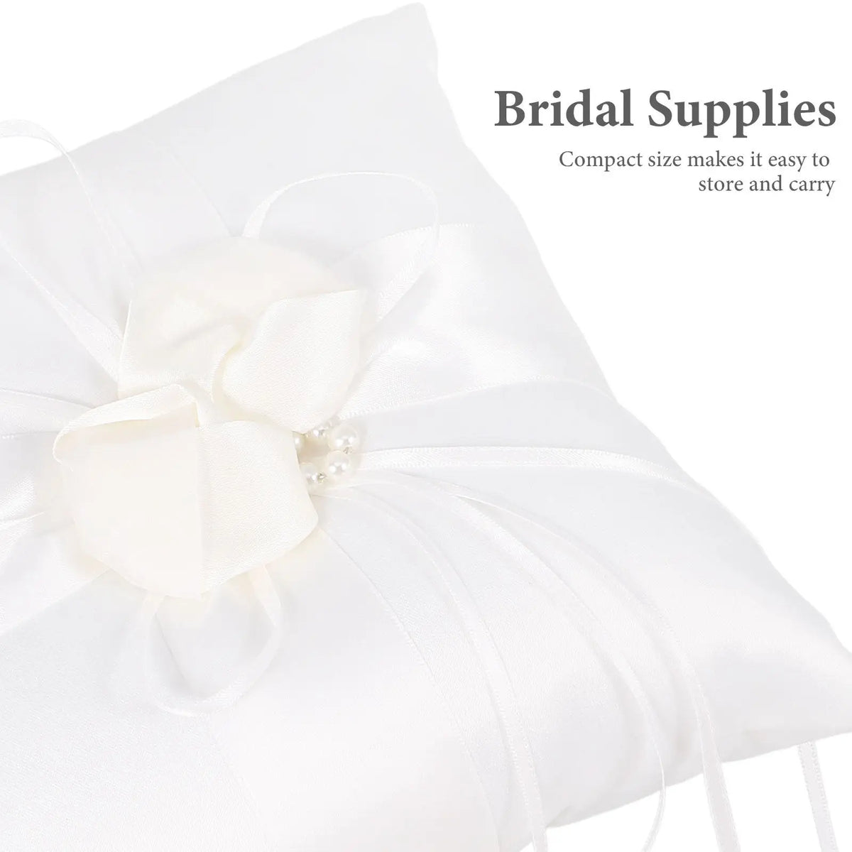 White Ring Bearer Pillow – Satin Ribbon & Faux Pearl Wedding Cushion Ring Bearer Pillow Richie's