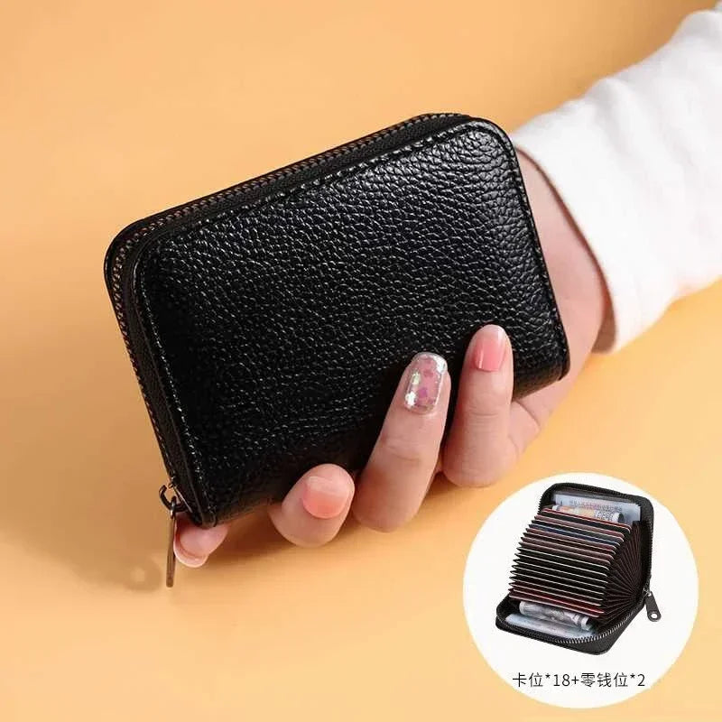Vintage Multi-Slot Card Holder Zipper Wallet – Unisex Slim Card Holder Wallet Richie's Black-18card