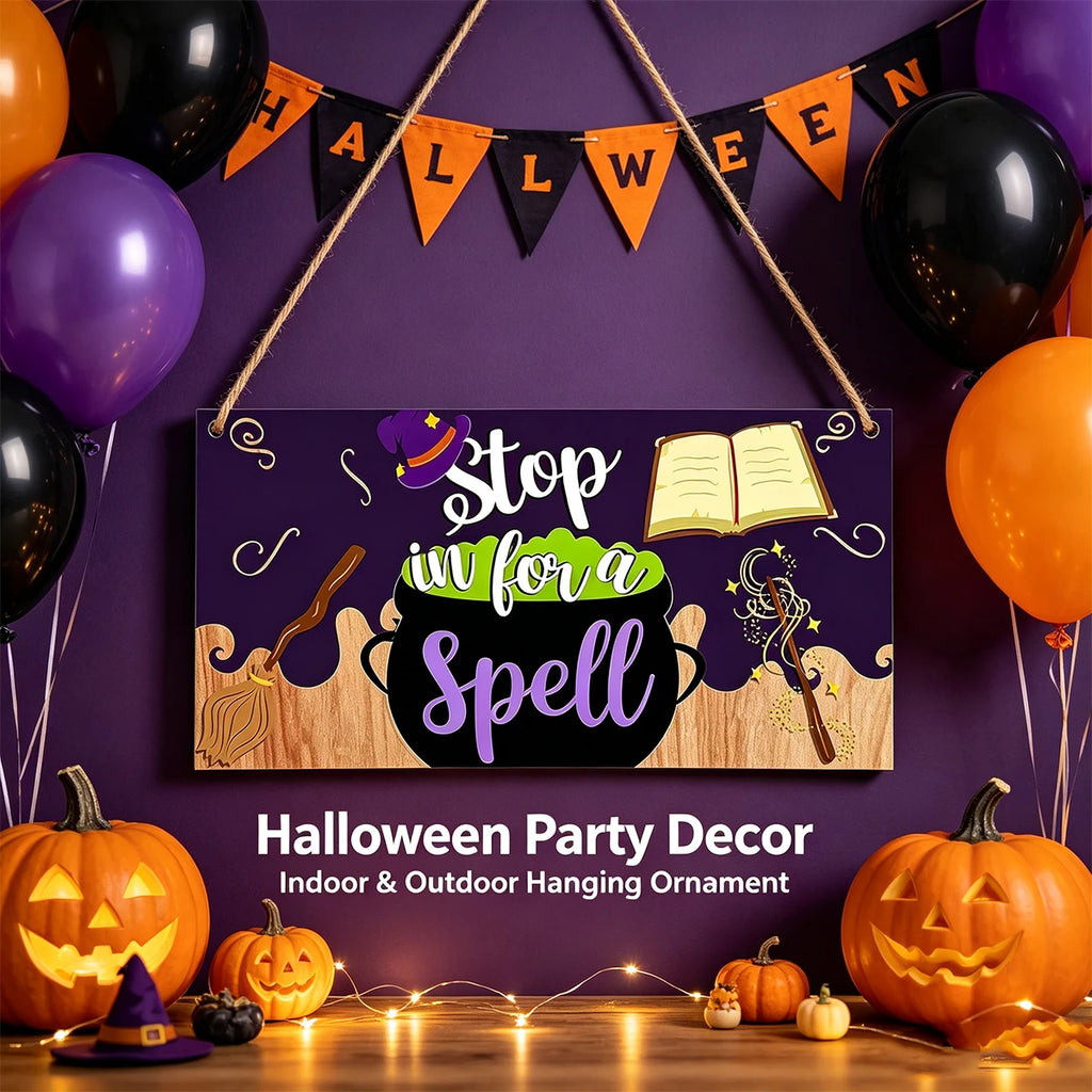 Magic Halloween Wooden Wall Plaque with Hanging Door Signs Halloween Wall Plaque Richie's