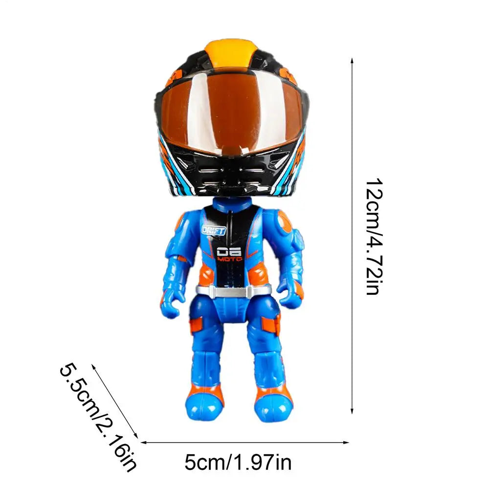 Transforming Motorcycle Rider Action Figure Q Version Toy Action Figure Toy Richie's Blue