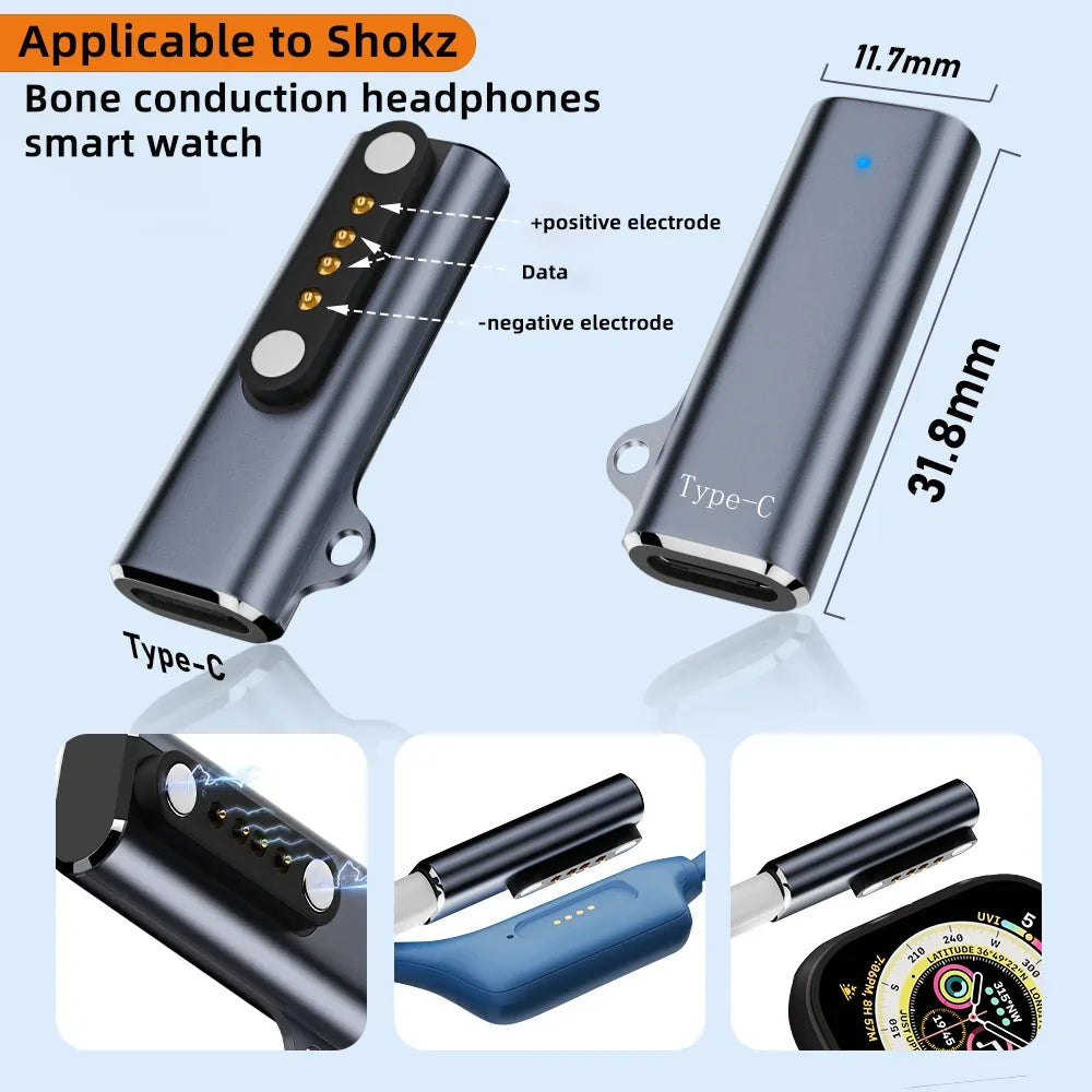 USB-C Magnetic Charging Adapter for Shokz Headsets – 2-Pin/4-Pin Charging Adapter Richie's Type-C to 762 4