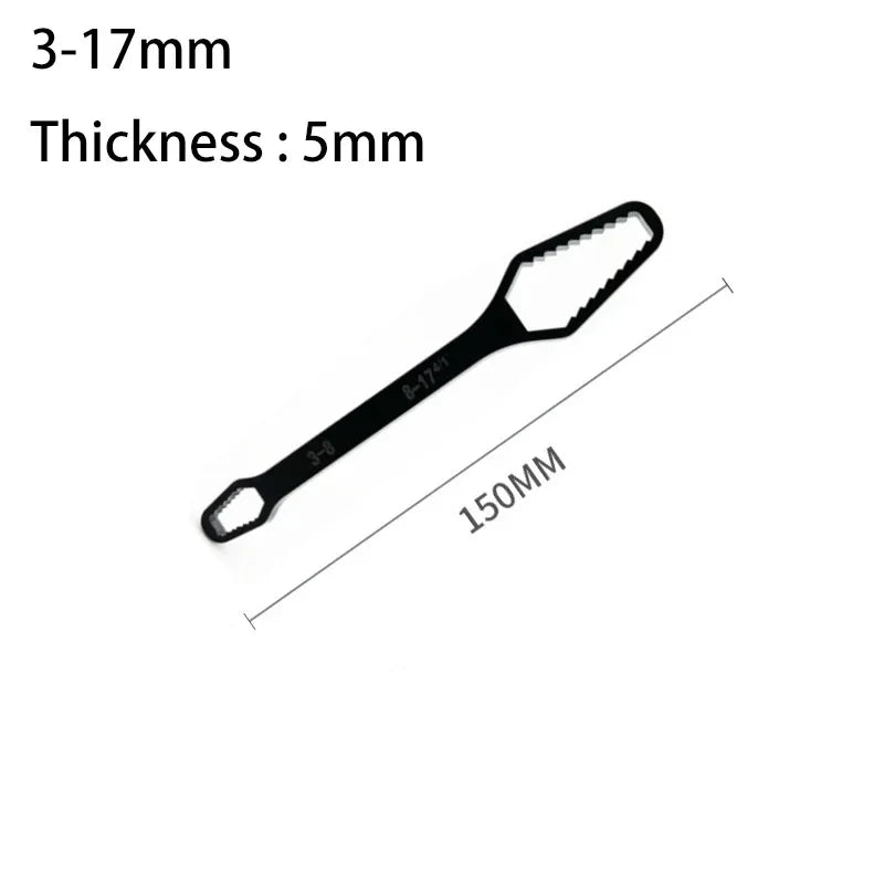 Universal Double-Head Self-Tightening Adjustable Wrench | FATCOOL Adjustable Wrench Richie's 3-17 5mm Black