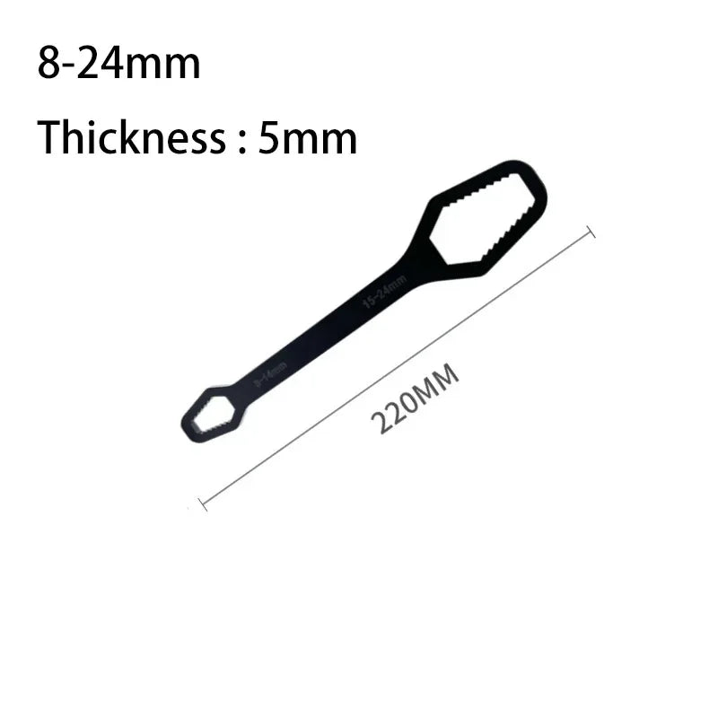 Universal Double-Head Self-Tightening Adjustable Wrench | FATCOOL Adjustable Wrench Richie's 8-24 5mm Black