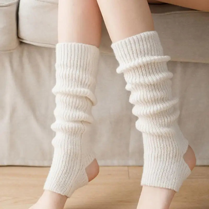 Women's Knit Leg Warmers – Dance, Yoga, Gym & Y2K Style Knit Leg Warmers Richie's White One Size
