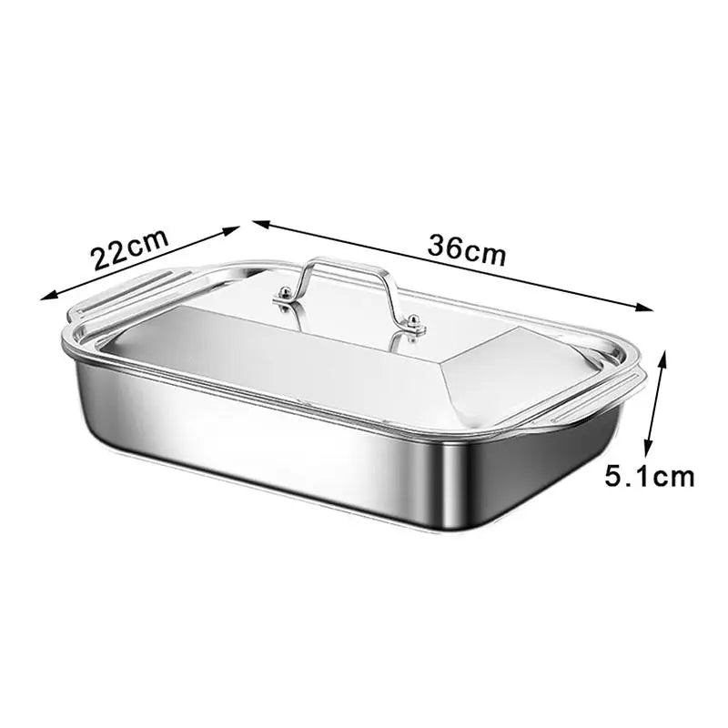 Stainless Steel Baking Pan with Lid – Roasting & Serving Dish Baking Pan Richie's M With lid