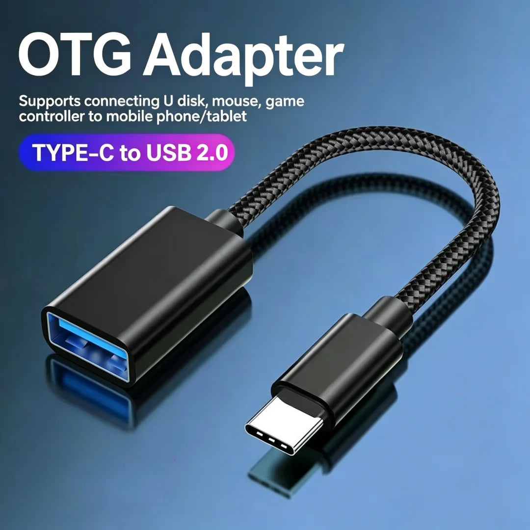 Type-C to USB 2.0 OTG Braided Adapter Cable | 5 Colors USB OTG Adapter Cable Richie's