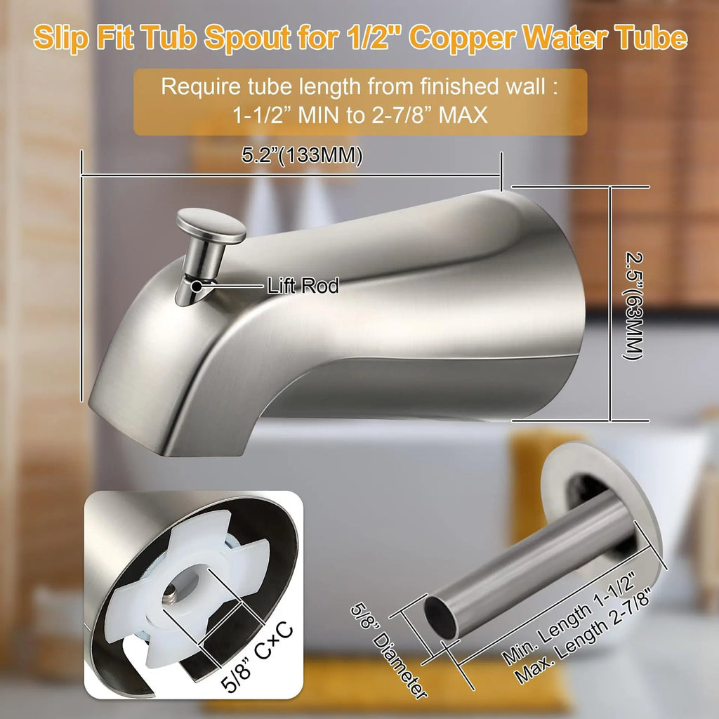 Bathtub Faucet Nozzle with Diverter – 1/2" Sliding Sleeve Bathtub Faucet Nozzle Richie's