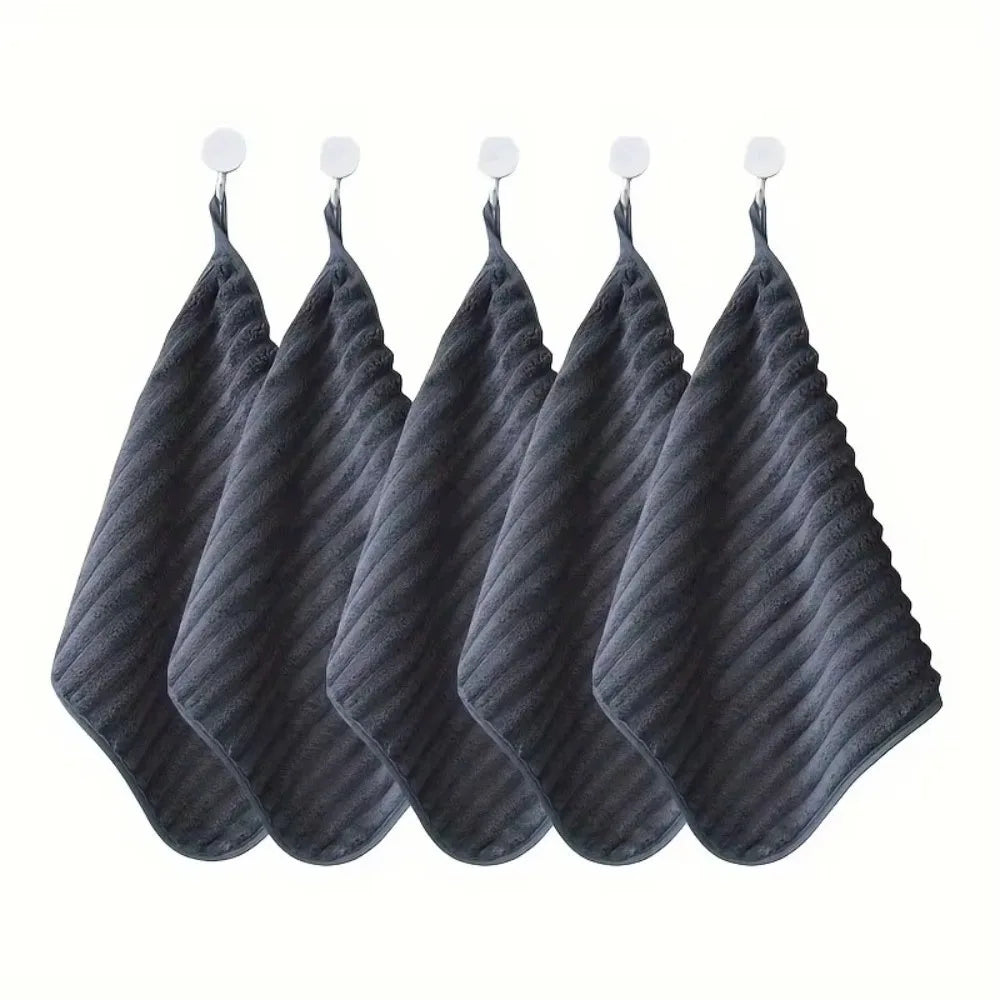 5-Piece Soft Quick-Dry Hand Towel Set – Absorbent Washcloths Hand Towel Set Richie's Dark Grey