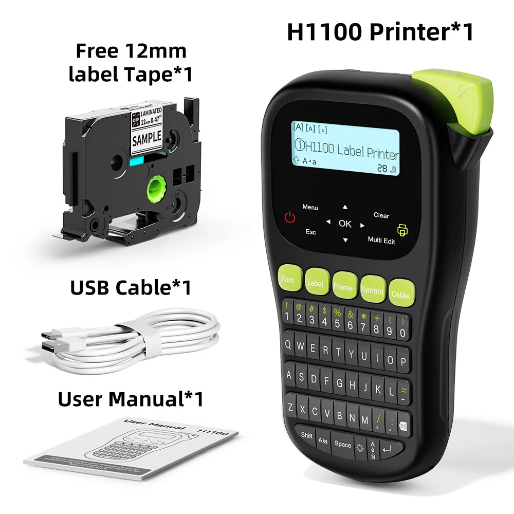 MarkDomain H1100 Handheld Label Maker | Backlit Inkless Printer Handheld Label Maker Richie's Black