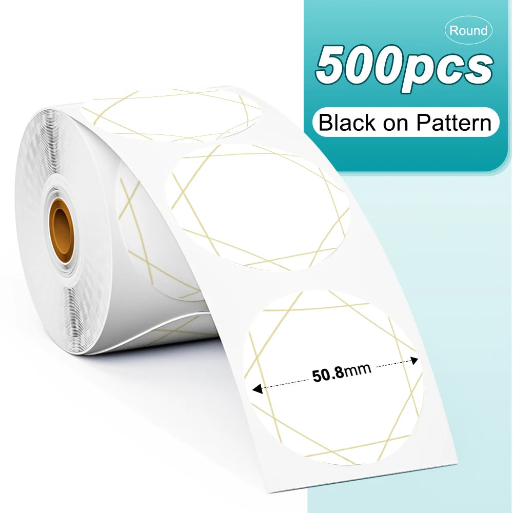 Phomemo 1000pcs Round Thermal Shipping Labels Rainbow Stickers Thermal Shipping Labels Richie's 500pcs B