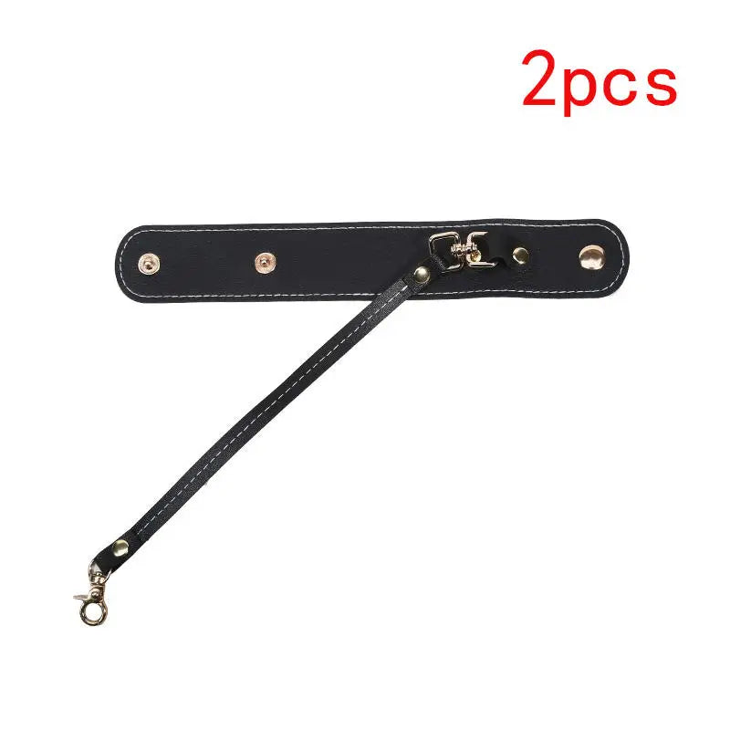 Vintage Leather Glove Holder Strap with Clasp for Handbag & Hat Leather Holder Strap Richie's 2pcs black
