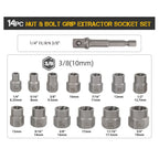 14-Piece Impact Bolt & Nut Remover Set – Cr-Mo Steel Extractor Bolt Extractor Set Richie's