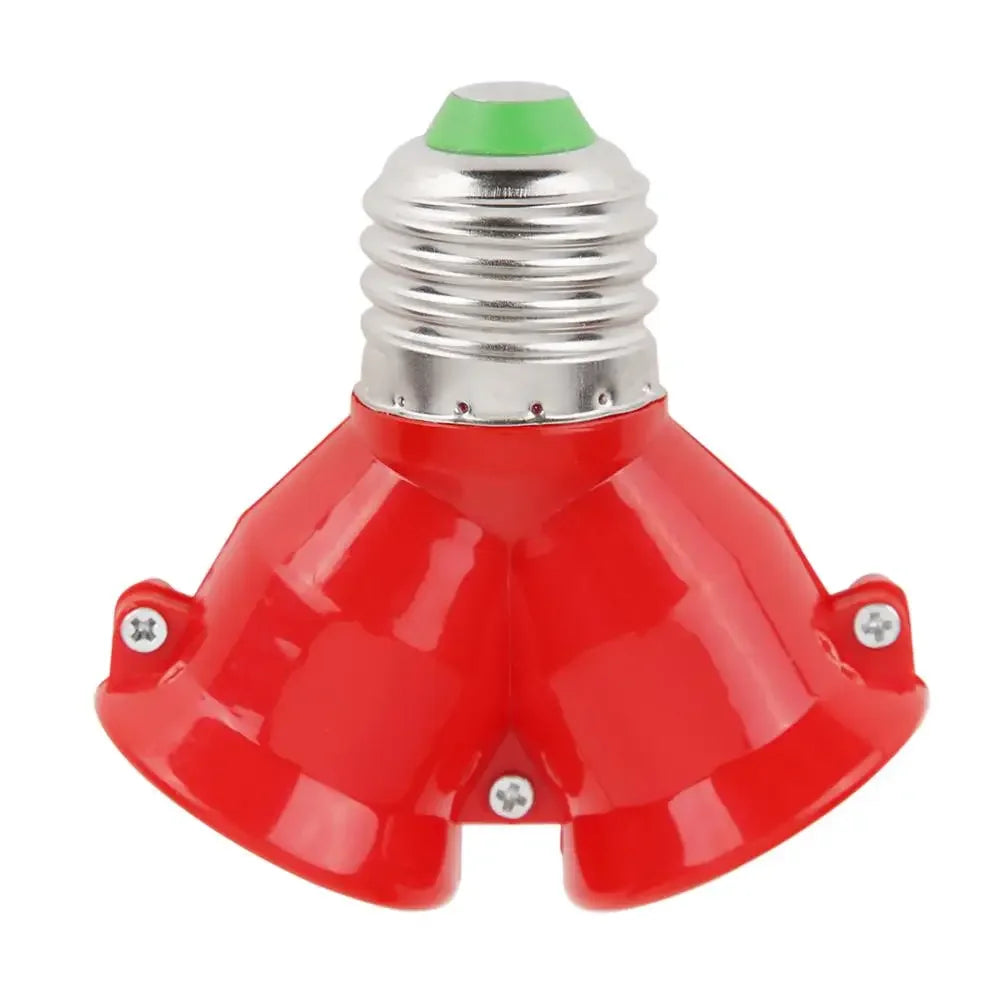 E27 to 2×E27 Bulb Socket Splitter Adapter | Dual Lamp Holder Lamp Socket Adapter Richie's Red