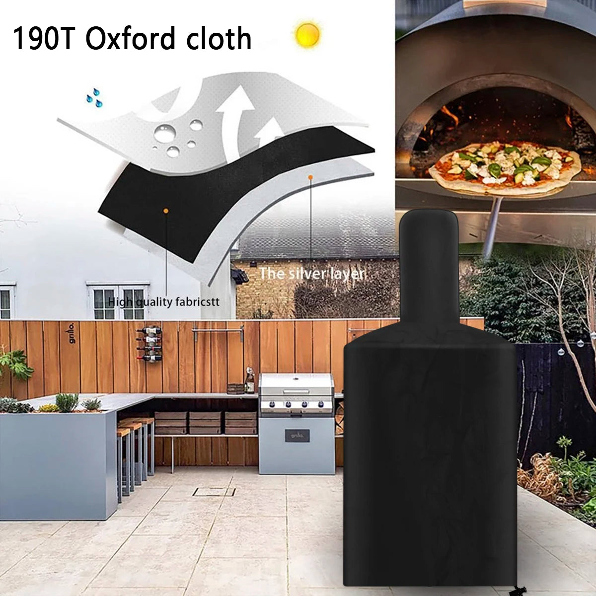 Waterproof Pizza Oven Cover – 190T Oxford Cloth, 66.9x25.5In Pizza Oven Cover Richie's