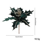 Glitter Poinsettia Artificial Christmas Flower 15cm DIY Decor Christmas Artificial Flower Richie's Green