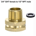 Brass 3/4" GHT to NPT Male Garden Hose Adapter Fitting Garden Hose Adapter Richie's 3-4- GHTto 1-2- NPT