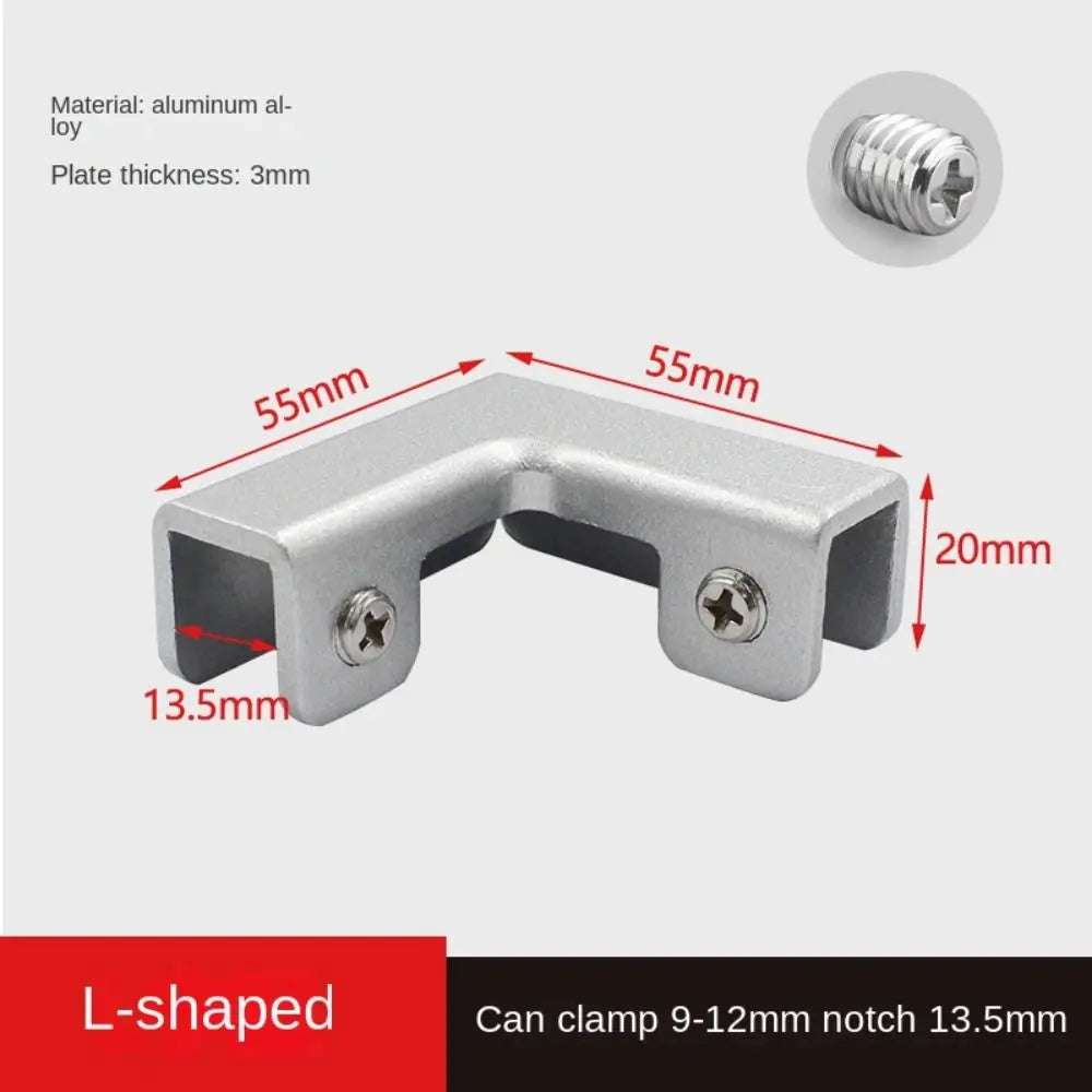 Aluminum Alloy Angle Corner Bracket L T Cross Glass Clip Corner Bracket Richie's -9-12mm-Aluminium-L
