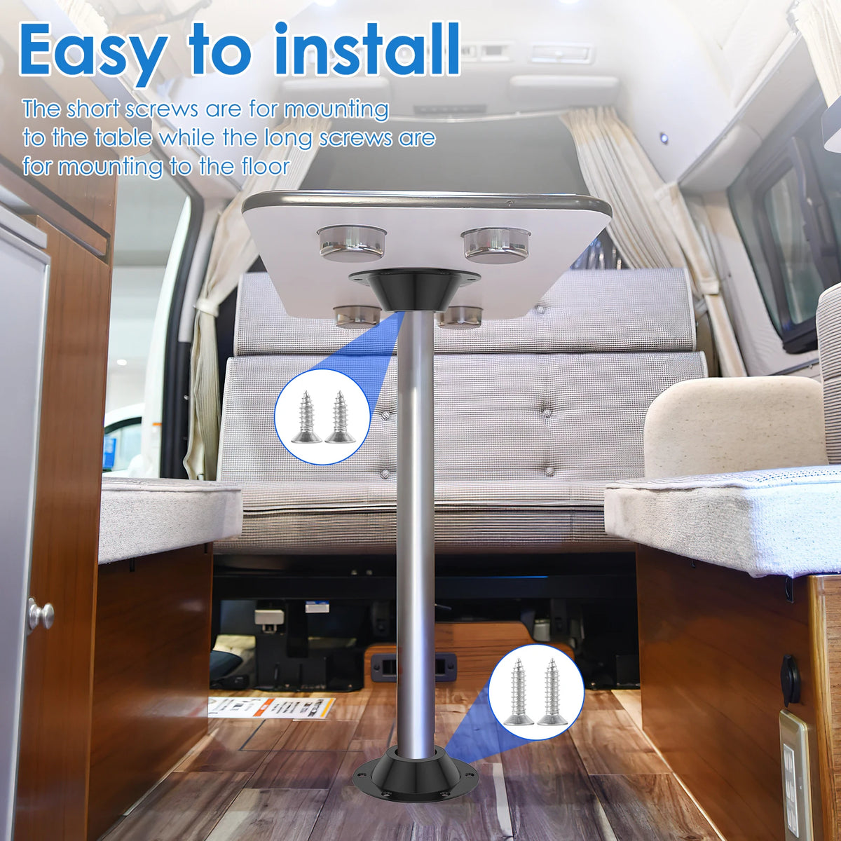 2Pcs Aluminum RV Table Pedestal Base Floor Mounting Flange Table Pedestal Base Richie's