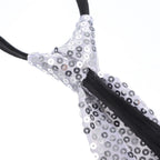 Sequin Necktie Cosplay Party Costume Tie – Silver Sparkle Costume Necktie Richie's