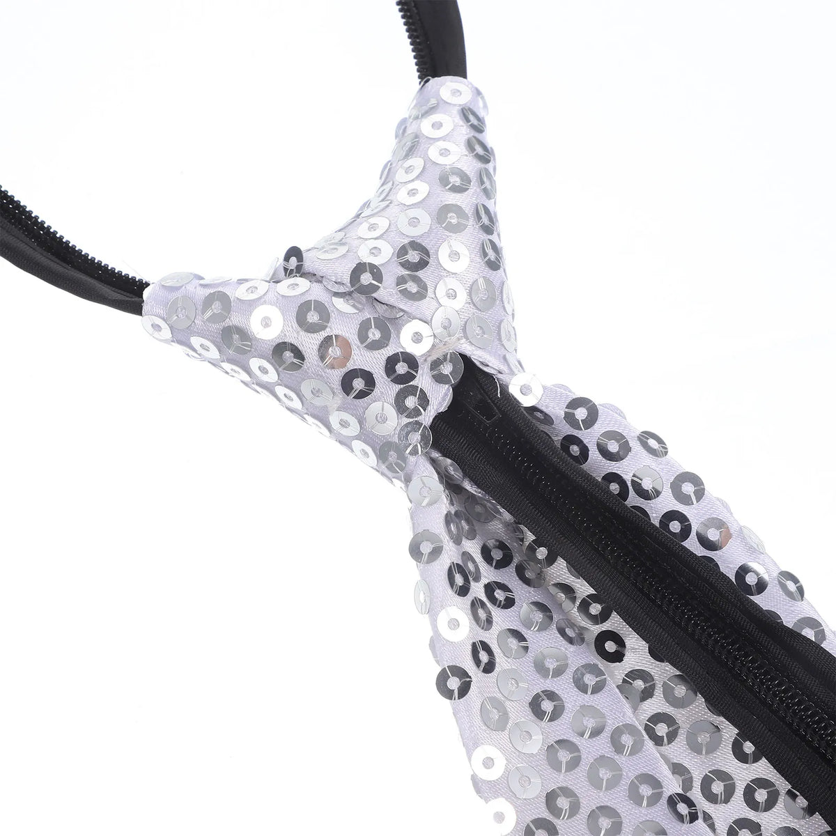 Sequin Necktie Cosplay Party Costume Tie – Silver Sparkle Costume Necktie Richie's