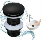 Stainless Steel Basin Drain with Pop-Up Press Stopper Basin Drain Stopper Richie's Black plastic