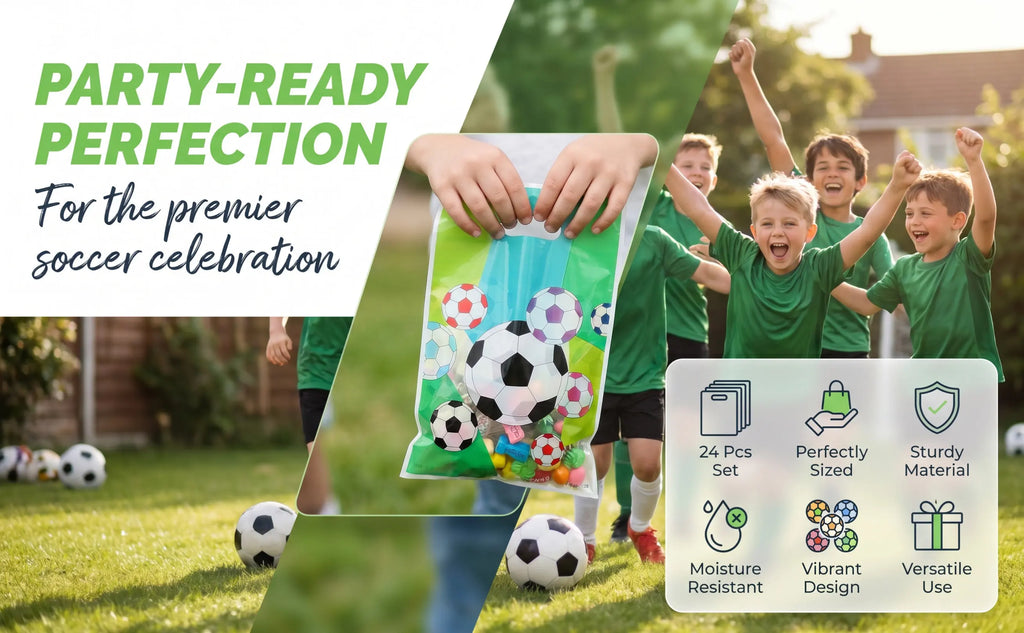 24Pcs Soccer Gift Bags – Waterproof Football Party Favor Treat Bags Party Favor Bags Richie's