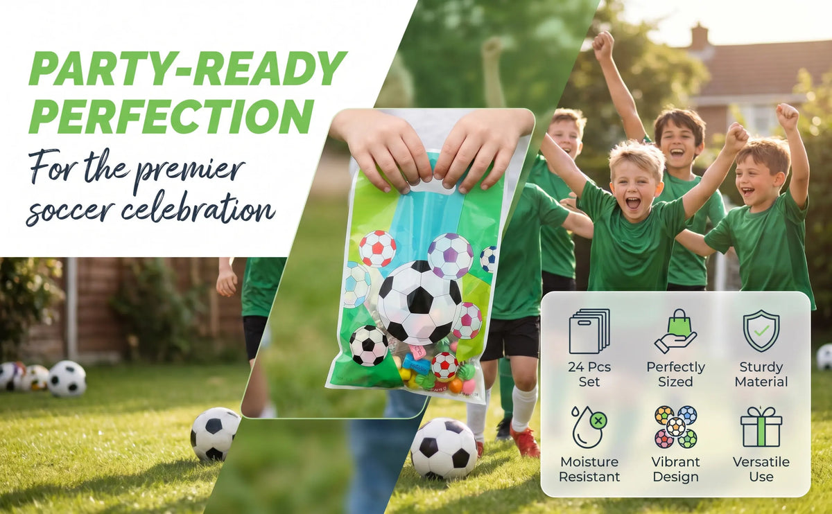 24Pcs Soccer Gift Bags – Waterproof Football Party Favor Treat Bags Party Favor Bags Richie's