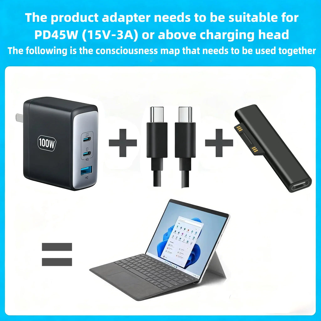 65W/102W USB-C PD Charger Adapter for Microsoft Surface Pro USB-C Charging Adapter Richie's