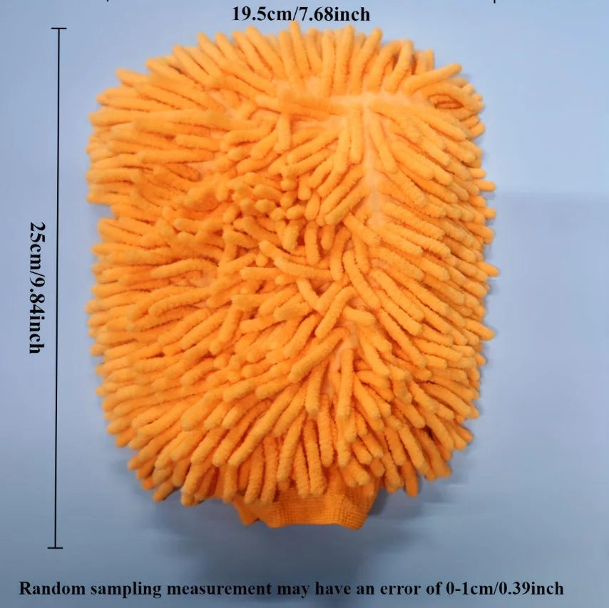 Premium Chenille Car Wash Mitt – Scratch-Free Microfiber Glove Car Wash Mitt Richie's Orange 1pc
